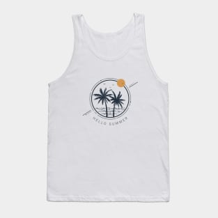 Palms And Ocean. Hello Summer. Motivational Quote. Geometric Style Tank Top